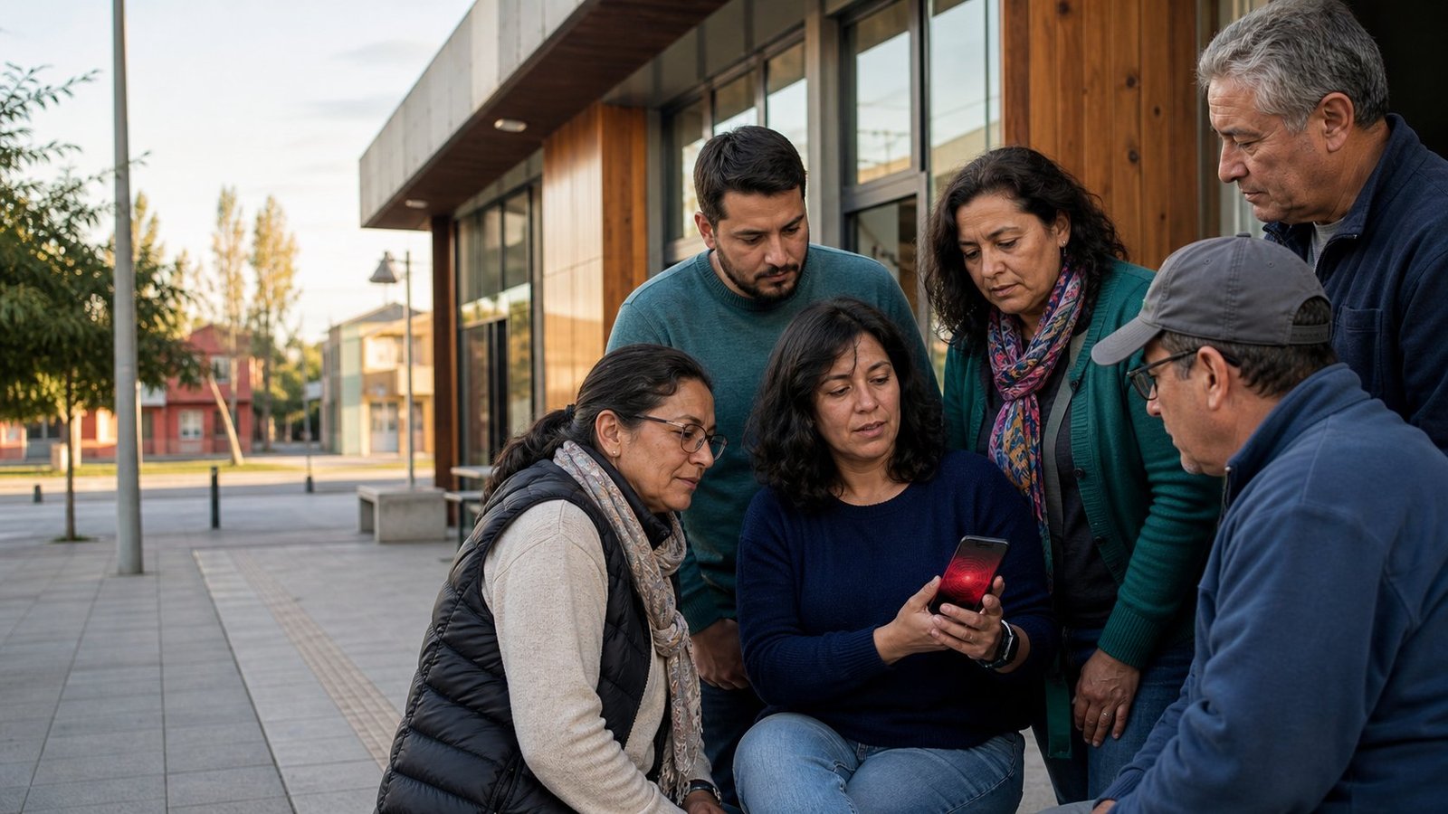 Vecinas y vecinos conversando sobre prevención y coordinación comunitaria